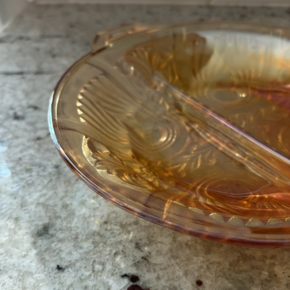 Vintage Indiana Glass Co. carnival glass divided dish - Picture 3 of 6